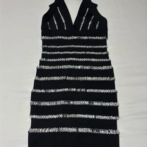 Elegant Black Dress with clear crystals